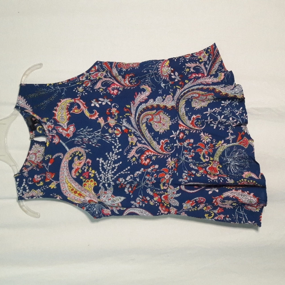The Limited Trend Blouse Blue Paisley Floral Print  High low Hemline | H…